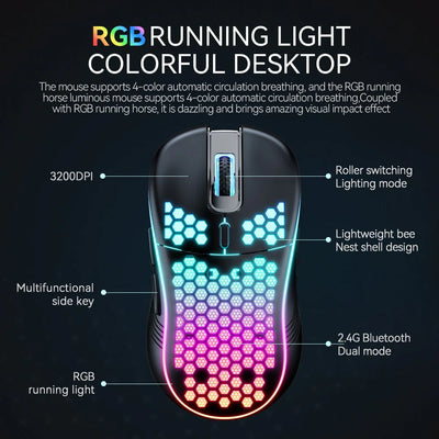 Dual Mode Ultra-Light Honeycomb RGB Mouse